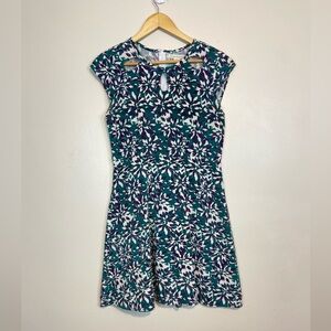 Mata Traders Floral Fit & Flare Dress – Keyhole Front, Cap Sleeves, 100% Cotton